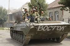 The Chechen detachment &quotEast" in the streets of Tshinvali, Monday August 11, 2008. 