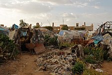View of the ruins of the former state house from the refugees camp. Hargeisa, SomaliLand, Sunday, October 7, 2007.  The ruins of the former British governor's state house are surrounded now by the refugees camp of the same name.