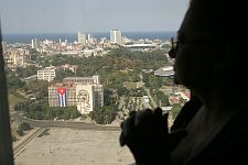 View from Jose Marti memorial tower of the Revolution square and the Ministry of Internal Affairs building with Che Gevara portrait at the wall. Habana, Cuba, Saturday, Feb. 24, 2007.