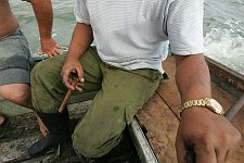 Fishermen in the sea. Surgidero de Batab, Cuba, Thursday, March 8, 2007.