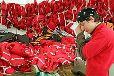 Equipment for boating. The Nashi summer camp on Lake Seliger, some 300 kilometres (~180 miles) northwest of Moscow, Sunday, July 15, 2007. Pro-Kremlin Nashi (Ours) youth movement has assembled about 10 thousand young people from all over Russia to a summer camp where they are going to do sports and attend political and socially oriented lectures and training sessions for two weeks.