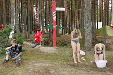 A scene of daily life in the Nashi summer camp on Lake Seliger, some 300 kilometres (~180 miles) northwest of Moscow, Wednesday, July 18, 2007. Pro-Kremlin Nashi (Ours) youth movement has assembled about 10 thousand young people from all over Russia to a summer camp where they are going to do sports and attend political and socially oriented lectures and training sessions for two weeks.