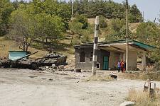 Disabled  Georgian armored vehicles in Tshinvali, Monday August 11, 2008. 