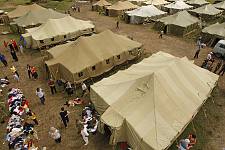 The view of the refugees camp in the village of Alagir near Vladikavkaz, Wednesday August 13, 2008. 