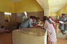 The women waiting for the meeting with the arrested relatives. The police station El Imam Malik in the Omdurman, the suburb of the capital. Khartoum, Sudan. Monday, Dec. 22, 2003.
