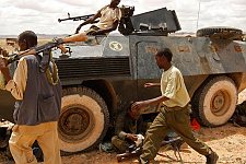 Somaliland Army. Los Anod, SomaliLand, Tuesday, October 16, 2007. The military constantly camp near Los Anod in the province of  SomaliLand, bordering on PuntLand. Fighting is resumed at this territory from time to time.