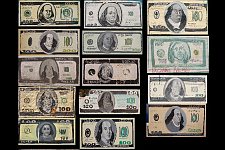 A photocollage of USD100 banknote pictures of on the exchange office walls. Hargeisa, SomaliLand, Thursday, October 11, 2007.