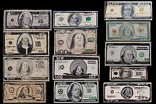 A photocollage of USD100 banknote pictures of on the exchange office walls. Hargeisa, SomaliLand, Thursday, October 11, 2007.