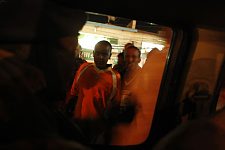 Inside the police car during the night patrolling. Hargeisa, SomaliLand, Tuesday, October 9, 2007. The police station named New Hargeisa is situated in one of the most criminal districts of the capital with its largest market and railway terminal.