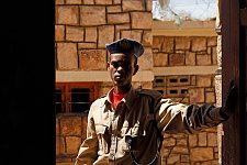 The policeman guarding the suspects cell. Hargeisa, SomaliLand, Wednesday, October 10, 2007. The police station named New Hargeisa is situated in one of the most criminal districts of the capital with its largest market and railway terminal.