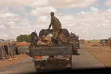 The military convoy on the way. Los Anod, SomaliLand, Monday, October 15, 2007. The military constantly camp near Los Anod in the province of  SomaliLand, bordering on PuntLand. Fighting is resumed at this territory from time to time.